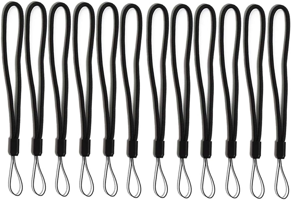 AMUU 50 Pack Wrist Lanyards Short Black Hand Wrist Lightweight Lanyard Strap String for USB Keys Keychains ID Name