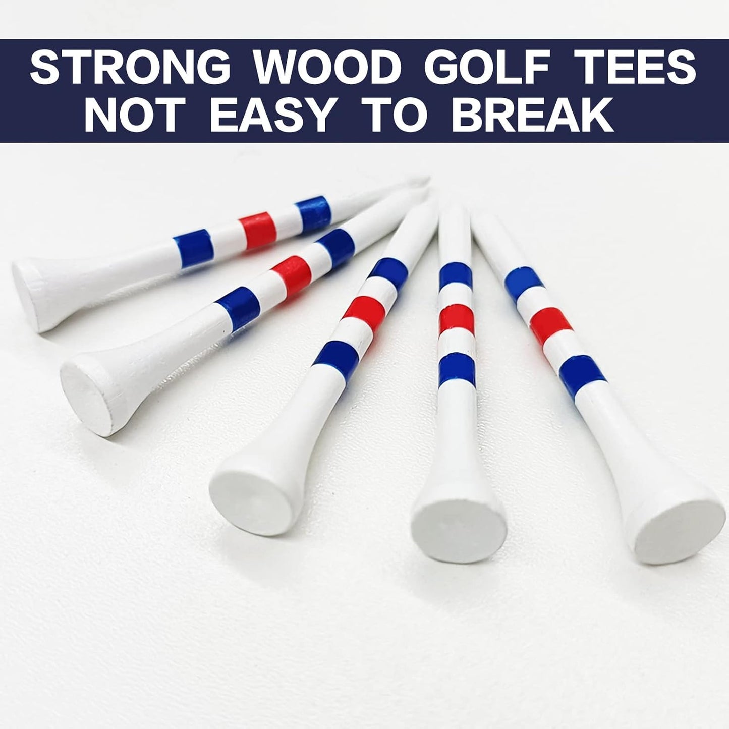 FINGER TEN Golf Tees Wood 3 1/4 2 3/4 Inch Wooden Bamboo 50/120 Count, Durable Biodegradable Colored Bulk Tee 70mm 83mm