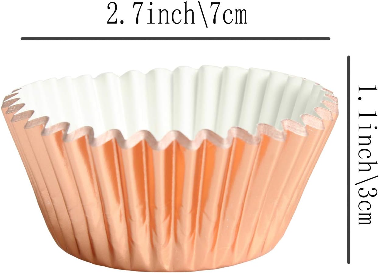 Rose Gold Foil Muffin Cupcake Liners case Baking Cups,Foil Cupcake Liners Standard Baking Cups Pack of 100 …