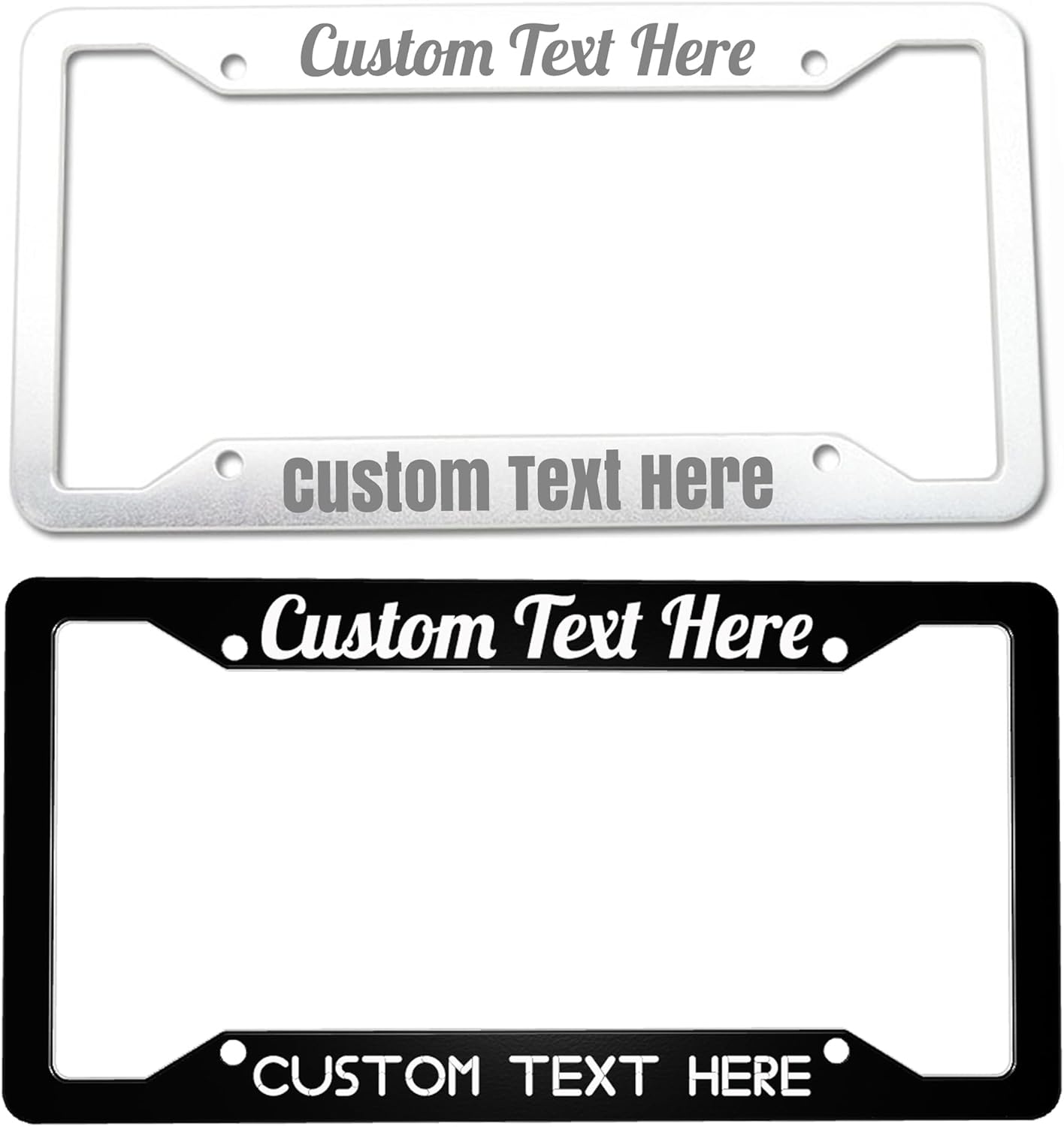 Custom Personalized Metal Engraved Standard Size License Plate Frame,Funny Car Auto Truck Message Plate Holder for Men Women,Silver Text (Black)