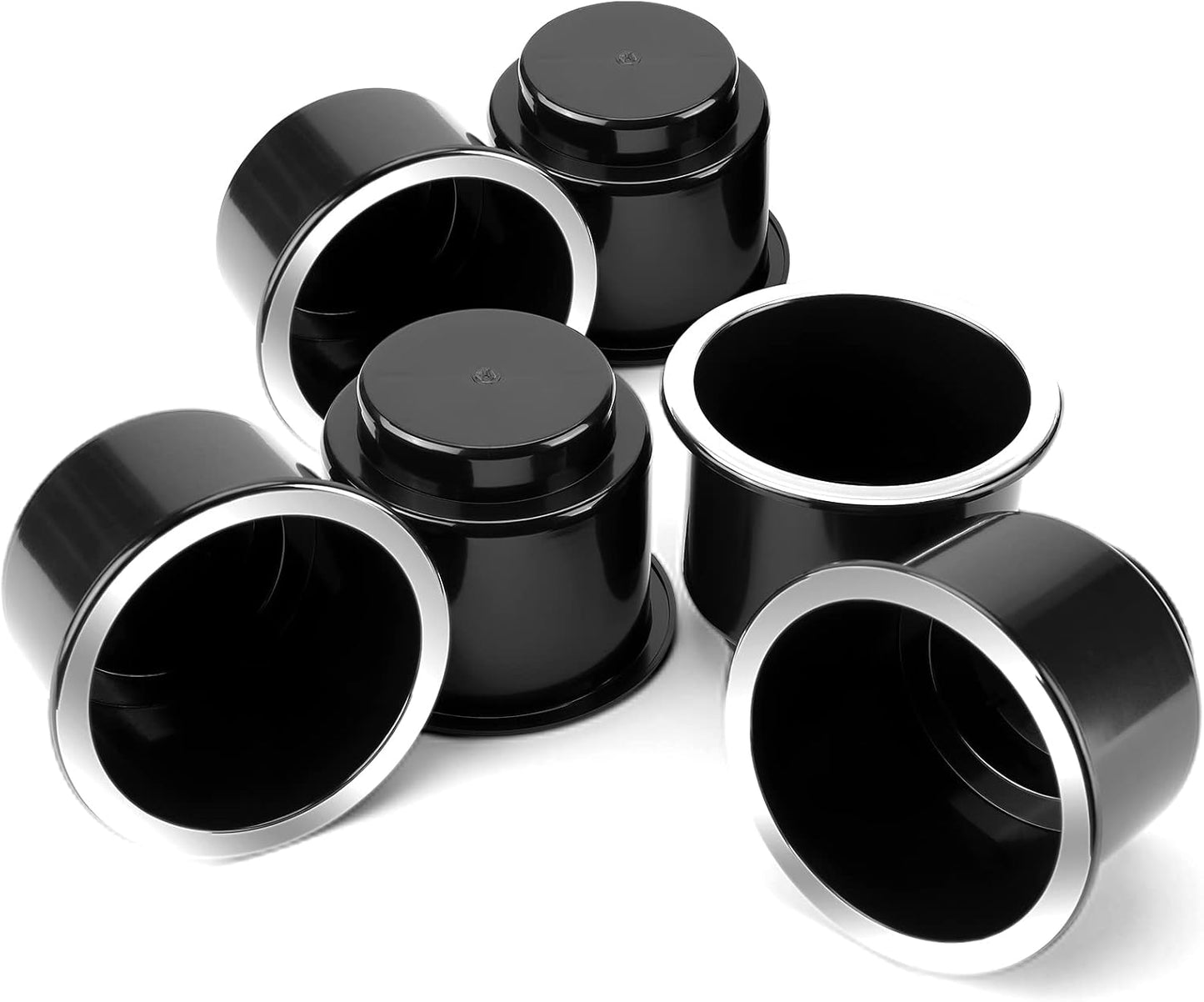 JoyTutus 6pcs Universal Cup Holder Inserts for RV, Boat, Car, Couch, Golf Cart & Pontoon - Elegant Chrome, Large Plastic Drop-in Cup Holders