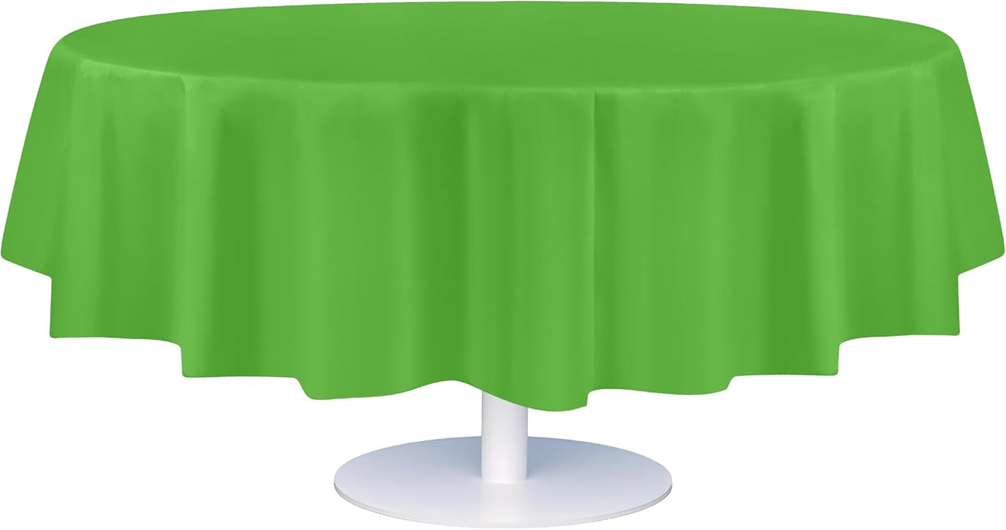 Grandipity 12 Pack Premium Disposable Plastic Tablecloth 84" Inch Decorative Round Table Cover - Lime Green