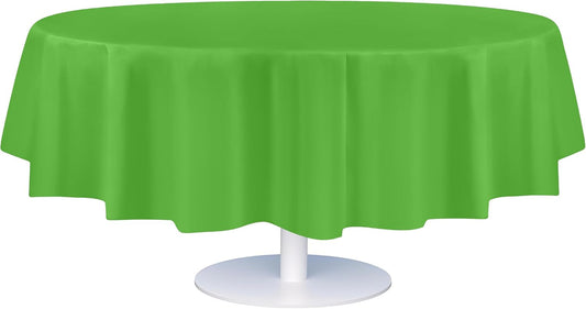 Grandipity 12 Pack Premium Disposable Plastic Tablecloth 84" Inch Decorative Round Table Cover - Lime Green