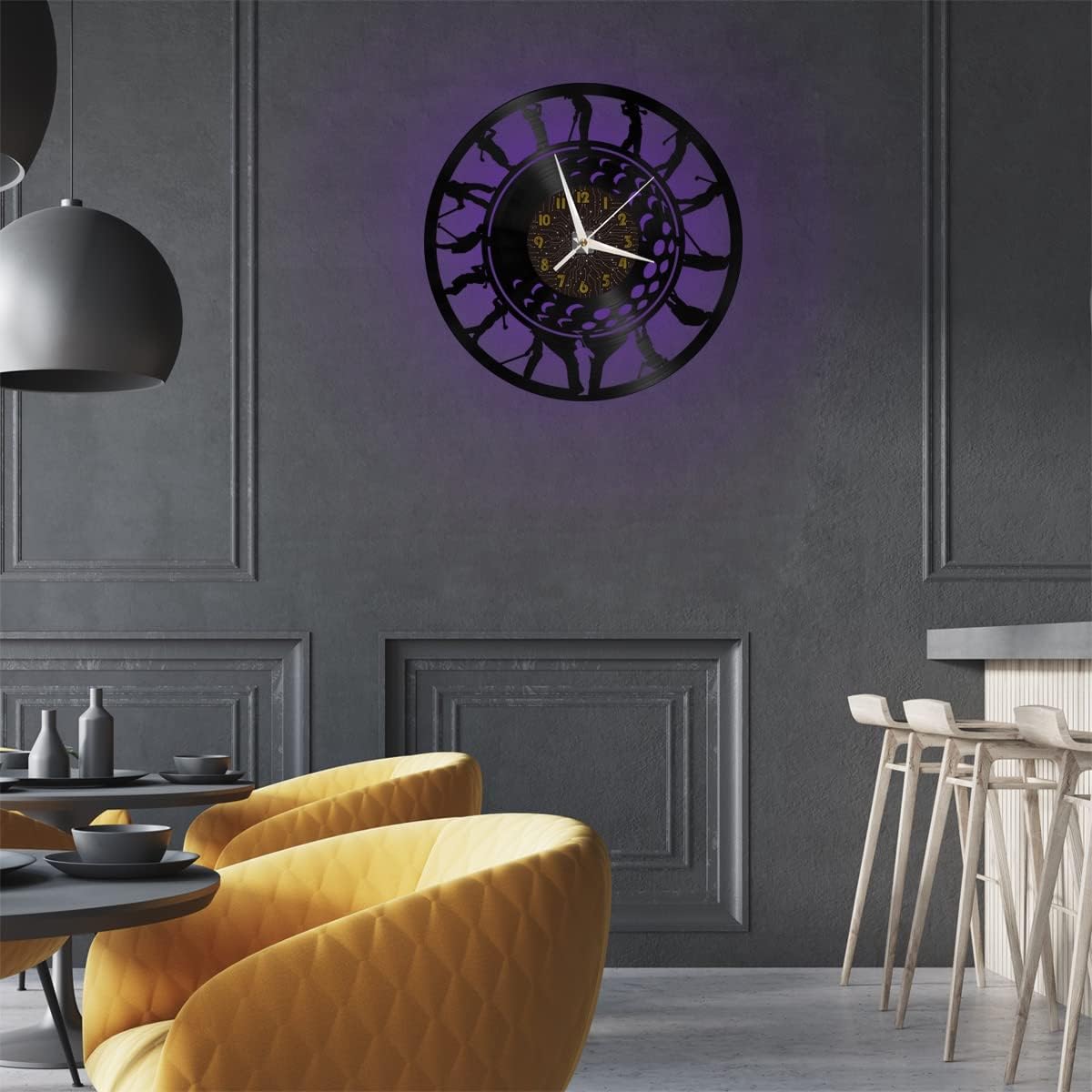 Generic Golf 2 Decoration Vinyl Wall Clock, Vinyl Record Clock Wall Art Silent & Non-Ticking(12 inchs C-LED), Brown