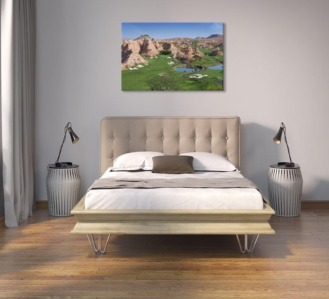 Wolf Creek Golf Course Canvas Wall Art for Living Room Bedroom Bathroom Home Decorations Golf Course Picture Poster Framed Artwork Ready to Hang(18''H x 24''W)