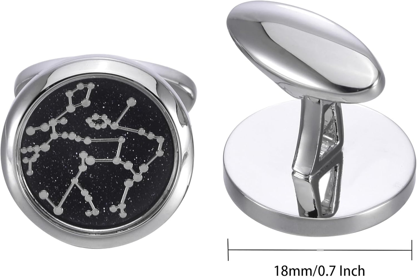 Sky Constellation Pattern Round Men's Cufflinks In Gift Case Sparkling Blue Goldstone Cufflinks for Men Jewelry for Wedding Party Business Birthday Anniversary Dress