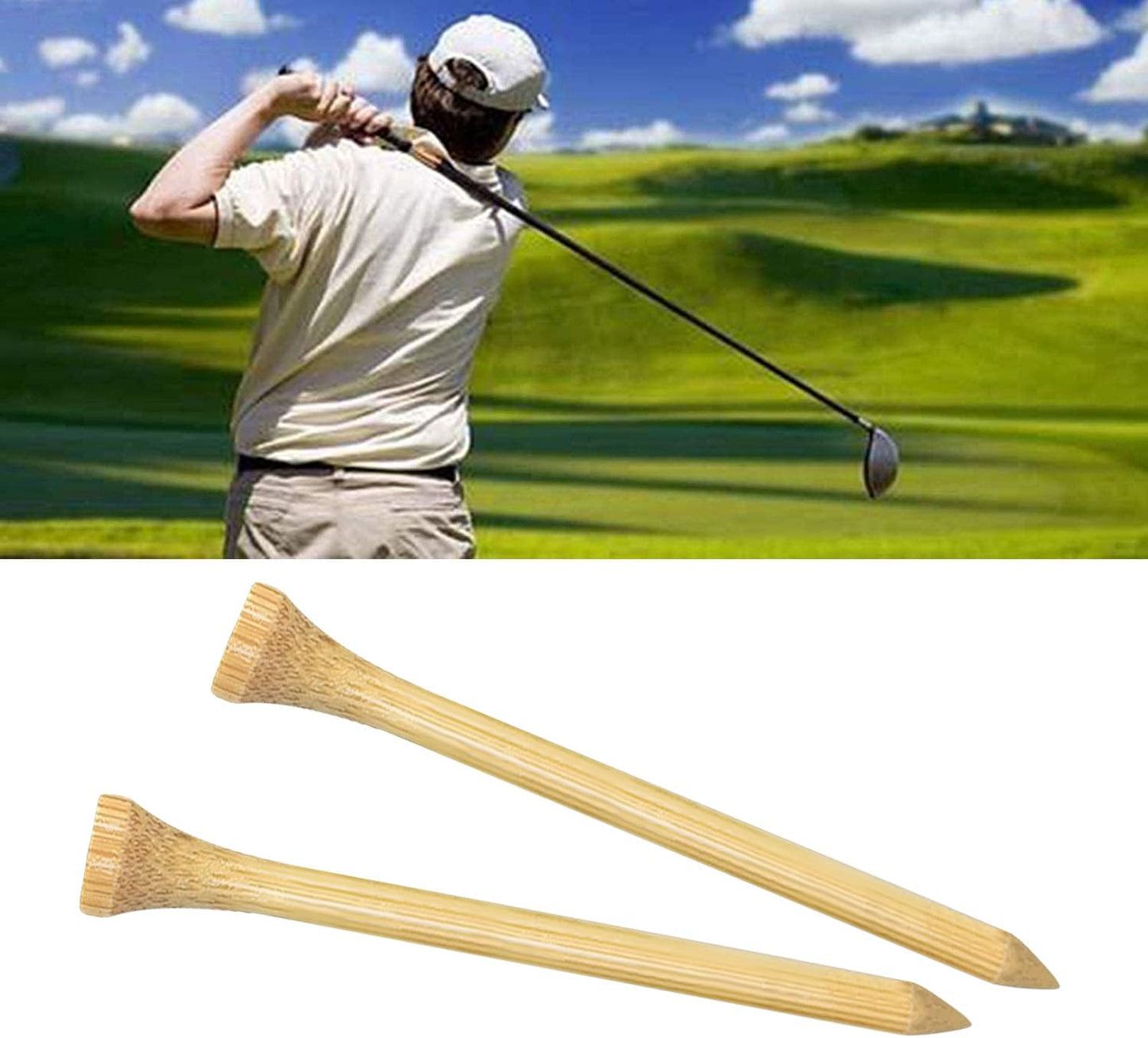 Wooden Golf Tees 3-1/4", 2-3/4", 1-1/2" Available,100 Count (Natural Color, White, Black, Blue, Red, Pink)