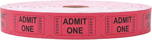 Raffle Tickets Roll - 2000 Tickets Single Roll for Fundraisers, Carnivals, Events - Durable Stub Design, Easy Tear & Organize(Red)