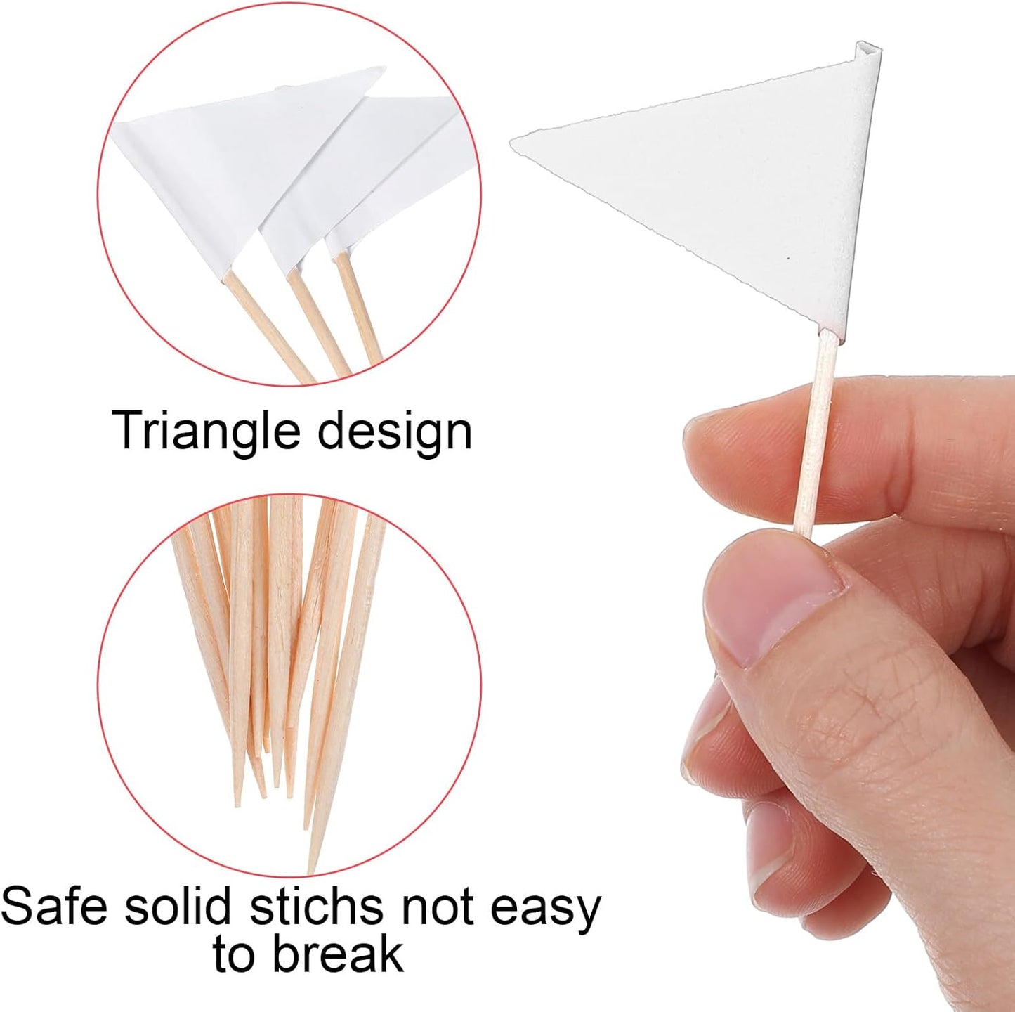100 Pcs White Flag Cupcake Topper Sticks, Mini Golf Flags Toothpicks for Fruit Salad Masters Party Decorations, Blank White Cupcake Toppers for Appetizers