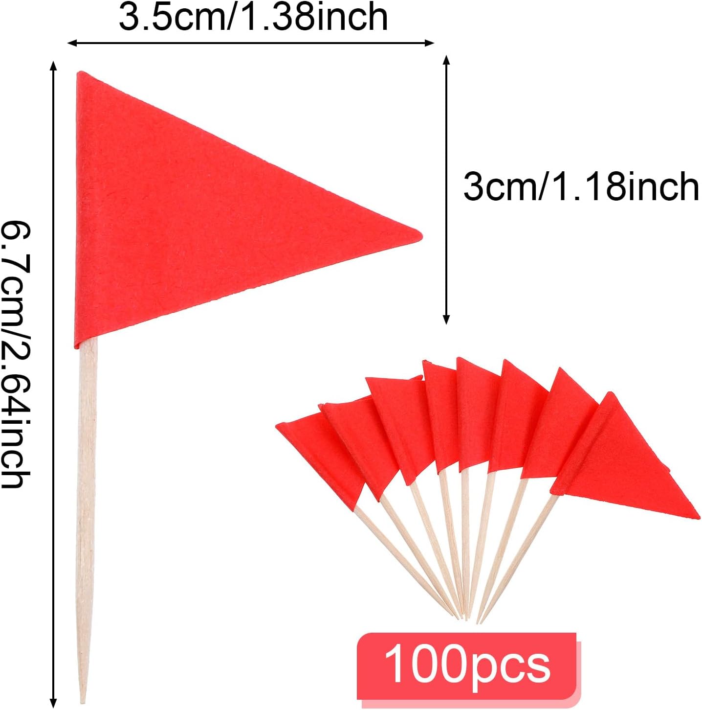 100 Pcs Red Flags Cupcake Topper Sticks, Golf Mini Flag Toothpicks Masters Party Decorations Blank Cupcake Toppers Toothpicks for Appetizers