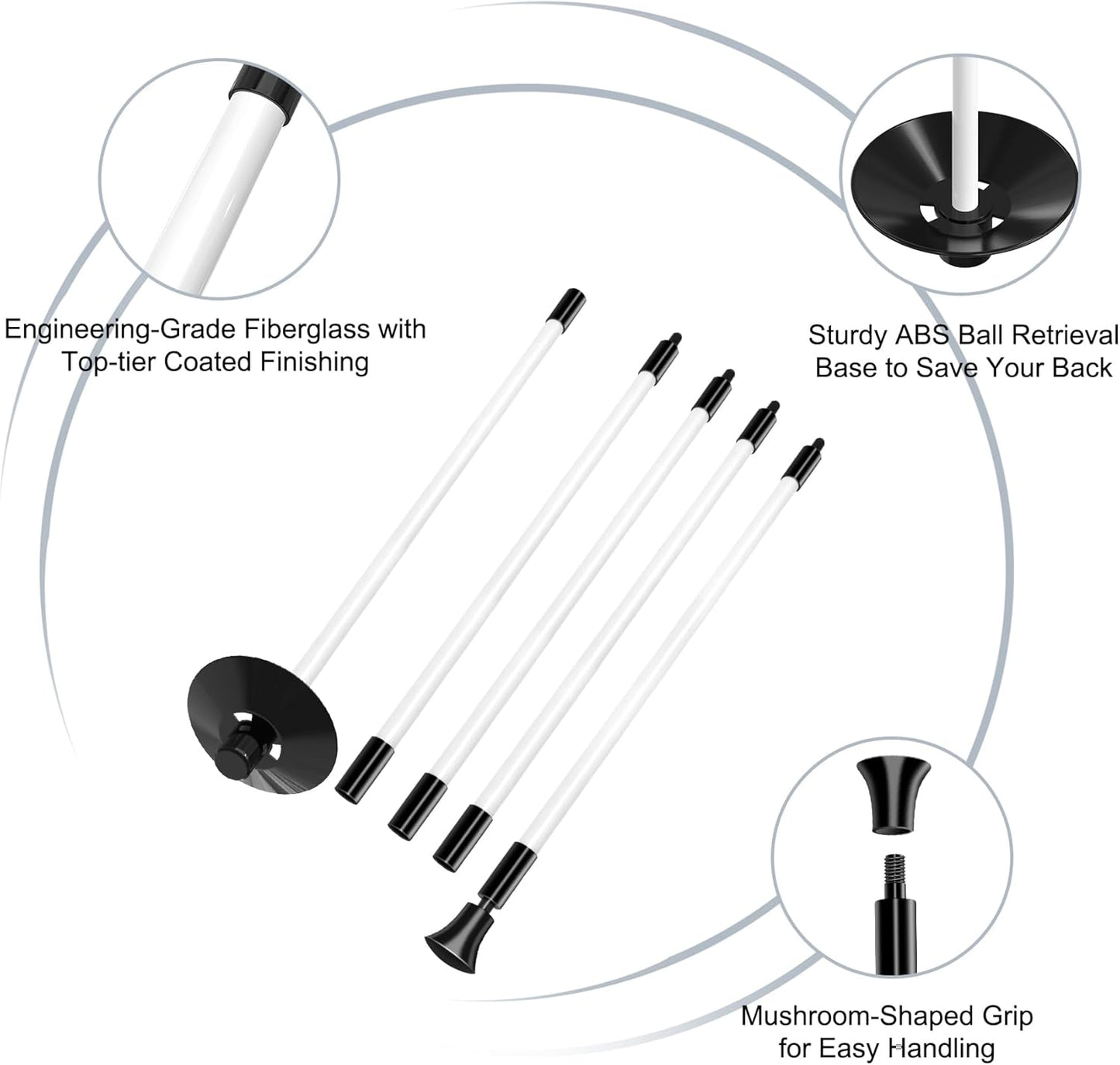 Golf Flagpole - Detachable Design - Ball Retrieval Base - Perfect for Backyard Practice Putting Green, Country Club, Driving Range - 3FT | 6FT in Height Optional