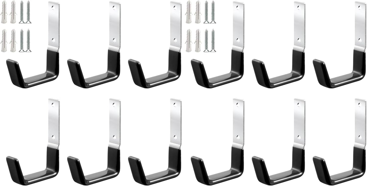 Heavy Duty Steel Garage Hooks,Garage Storage Utility Hooks,Anti-Slip Hanger, Tool Organizer,Steel Wall Mount Organizer, Garden Hose Hanger (Small-6PC) (Pack of 2)