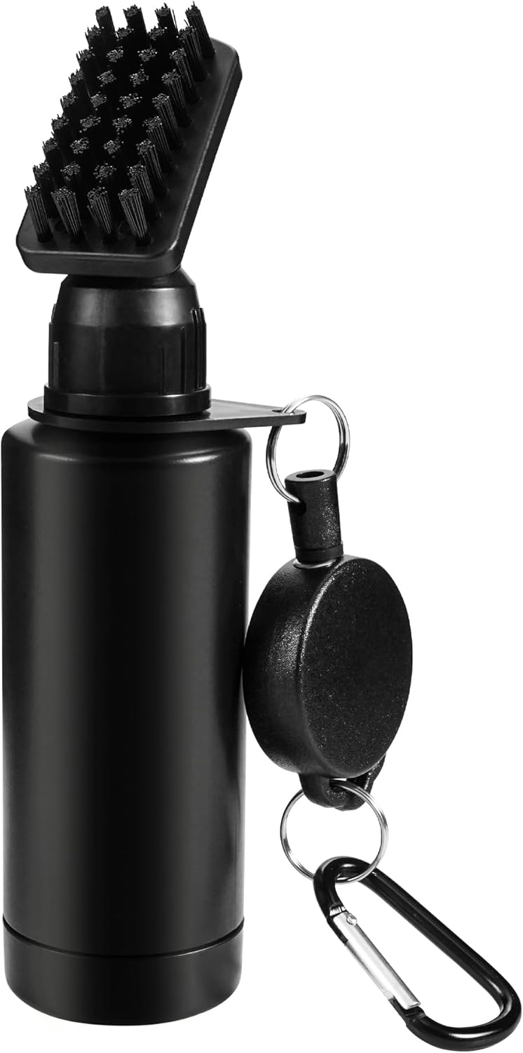 Yoport® Golf Club Brush and Club Groove Cleaner 2 Ft Retractable Zip-line Aluminum Carabiner, Lightweight and Stylish, Ergonomic Design, Easily Attaches to Golf Bag