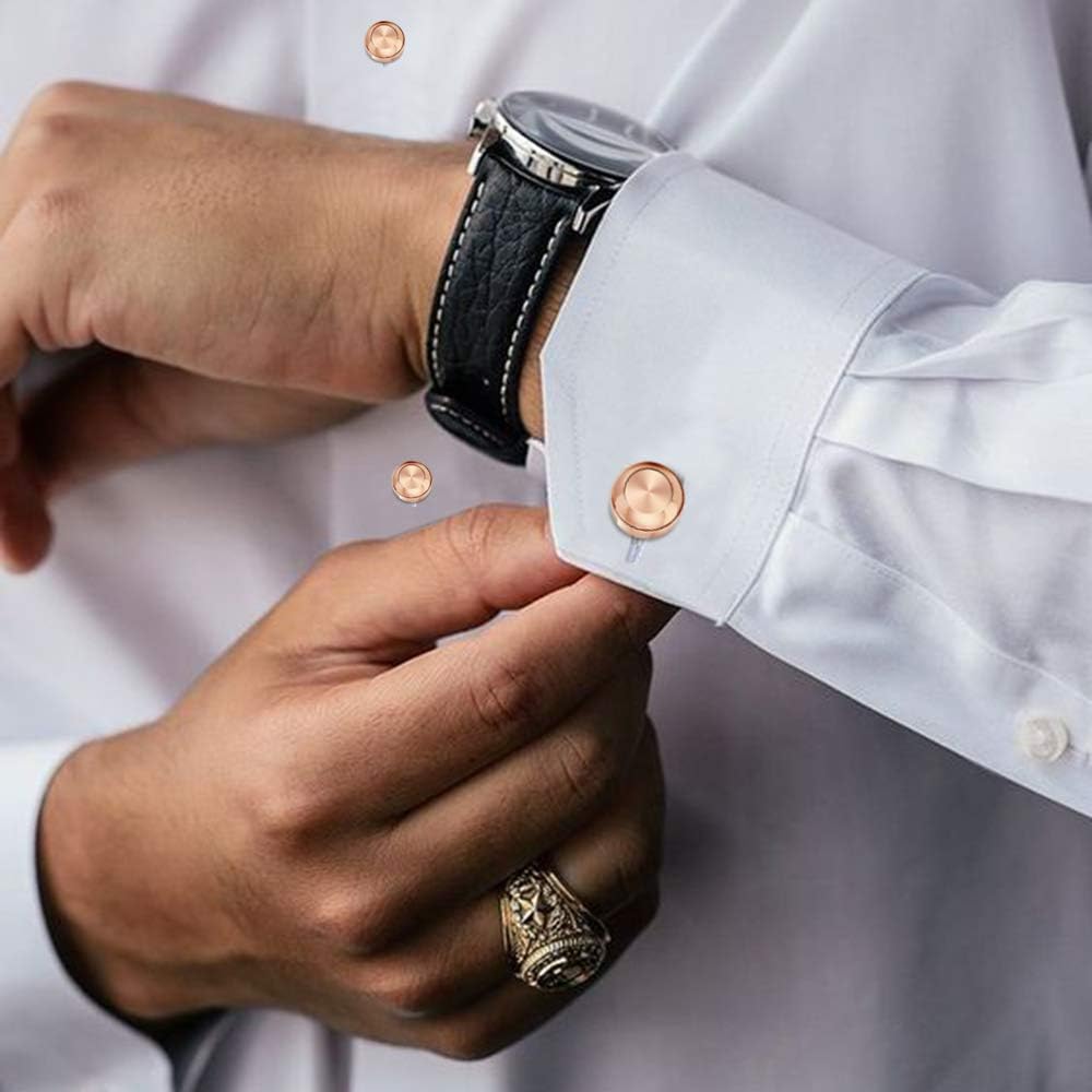 HAWSON Cufflinks and Studs for Men-Fashion Men Vintage Enamel Carbon Fiber Tuxedo Shirt Cufflinks and Studs Set for Regular Wedding Business Accessories