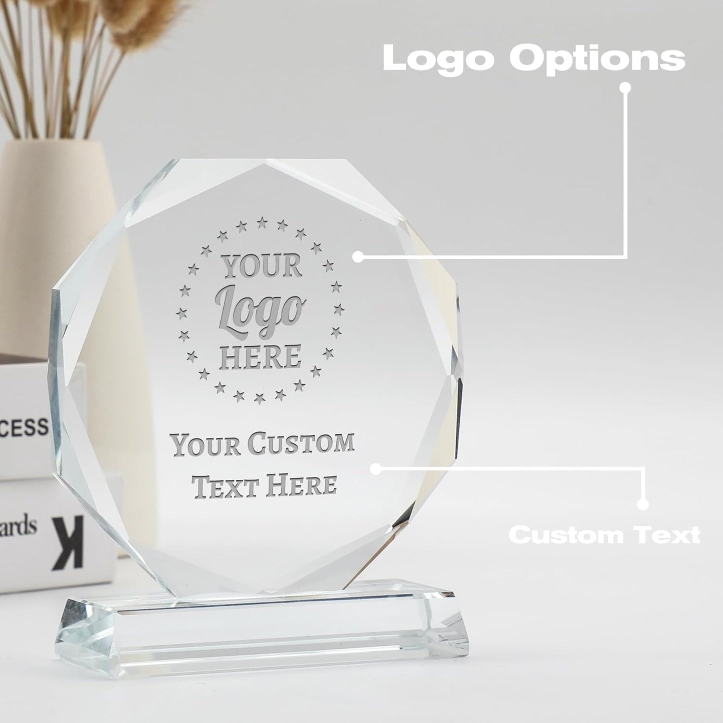Personalized Crystal Trophy Award - Award for Employees- Plaques Personalized Engraved- Coworker Gift,Employee Appreciation Gift,Retirement Goodbye Farewell Gift (Custom Logo/Engraved)