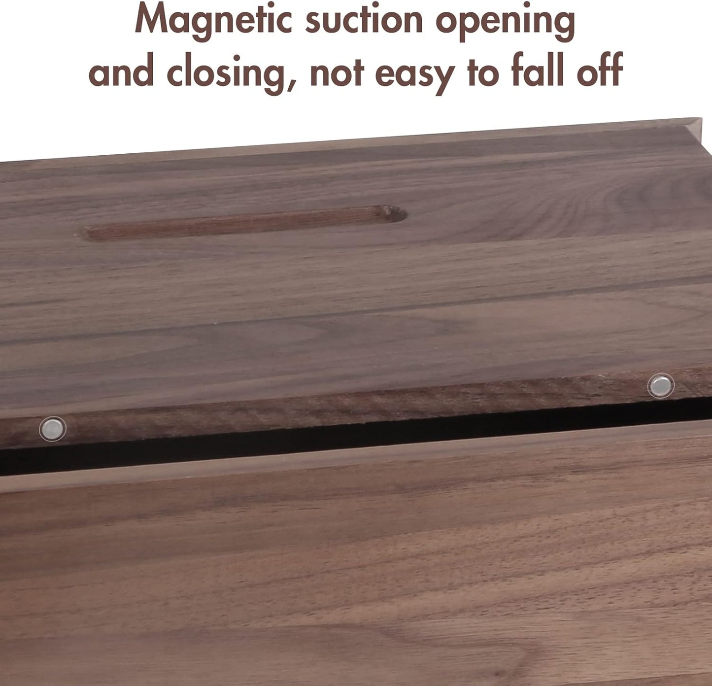 Walnut Wood Tissue Box Cover with Slide-Out Bottom - Rectangular for Bathroom, Bedroom, Dinner Table, Office