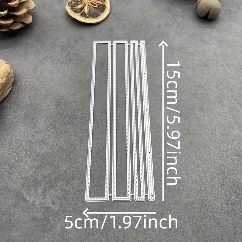 Lapoo Cutting Die for Scrapbooking, 3D Backgrounds Frame New Cutting Dies DIY Album Card Making Decor Paper Craft Metal Die Cuts Party Decorations (Dashed Rectangle Box 5.9 x 2 in)