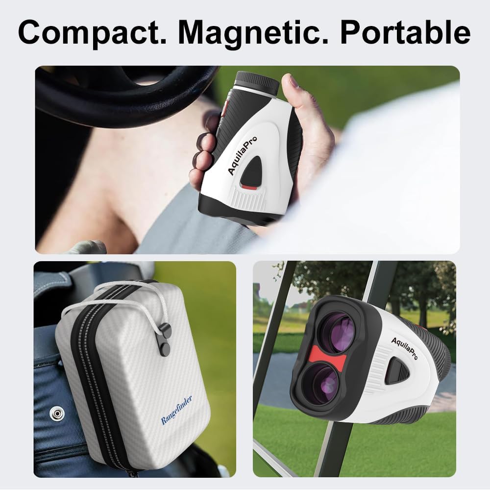 AquilaPro N3 Golf Rangefinder with Slope, 1200 Yards, Rangefinder Golf, 0.5 Yard Accuracy, 7X Magnification, Flag Lock Vibration, Rechargeable Golf Range Finder