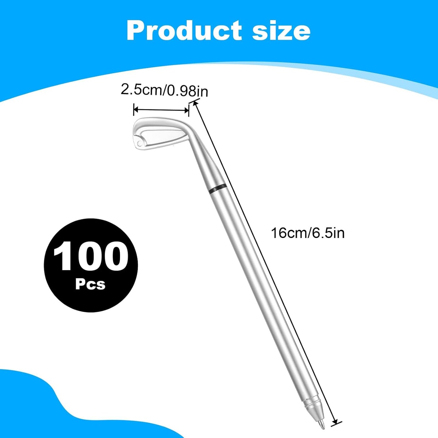 100 Pcs Mini Golf Club Ballpoint Pens 1.0 mm Bulk, Decorative Mini Golf Ballpoint Clubs Pen Ball Ergonomic Pen for Students School Office Souvenirs Funny Sports Golfing Club Props Party Favors Decor