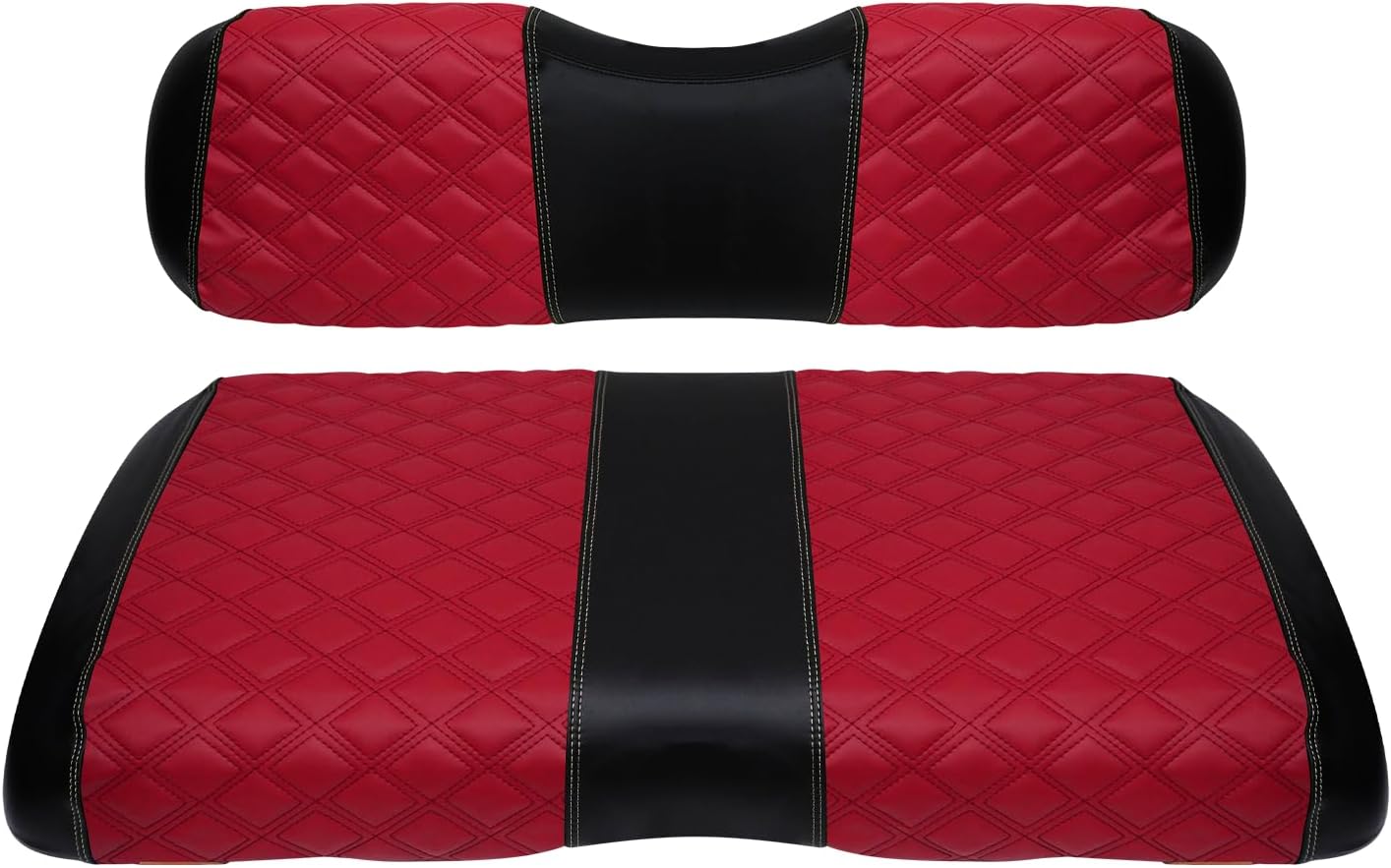 Golf Cart Seat Covers for EZGO RXV 2008 Up Front OEM Universal Seat Cushion, Marine Grade Vinyl Leather EZGO RXV Seat Covers/Easy to Install-Deep Red (2PCS)