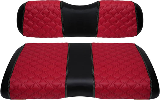 Golf Cart Seat Covers for EZGO RXV 2008 Up Front OEM Universal Seat Cushion, Marine Grade Vinyl Leather EZGO RXV Seat Covers/Easy to Install-Deep Red (2PCS)