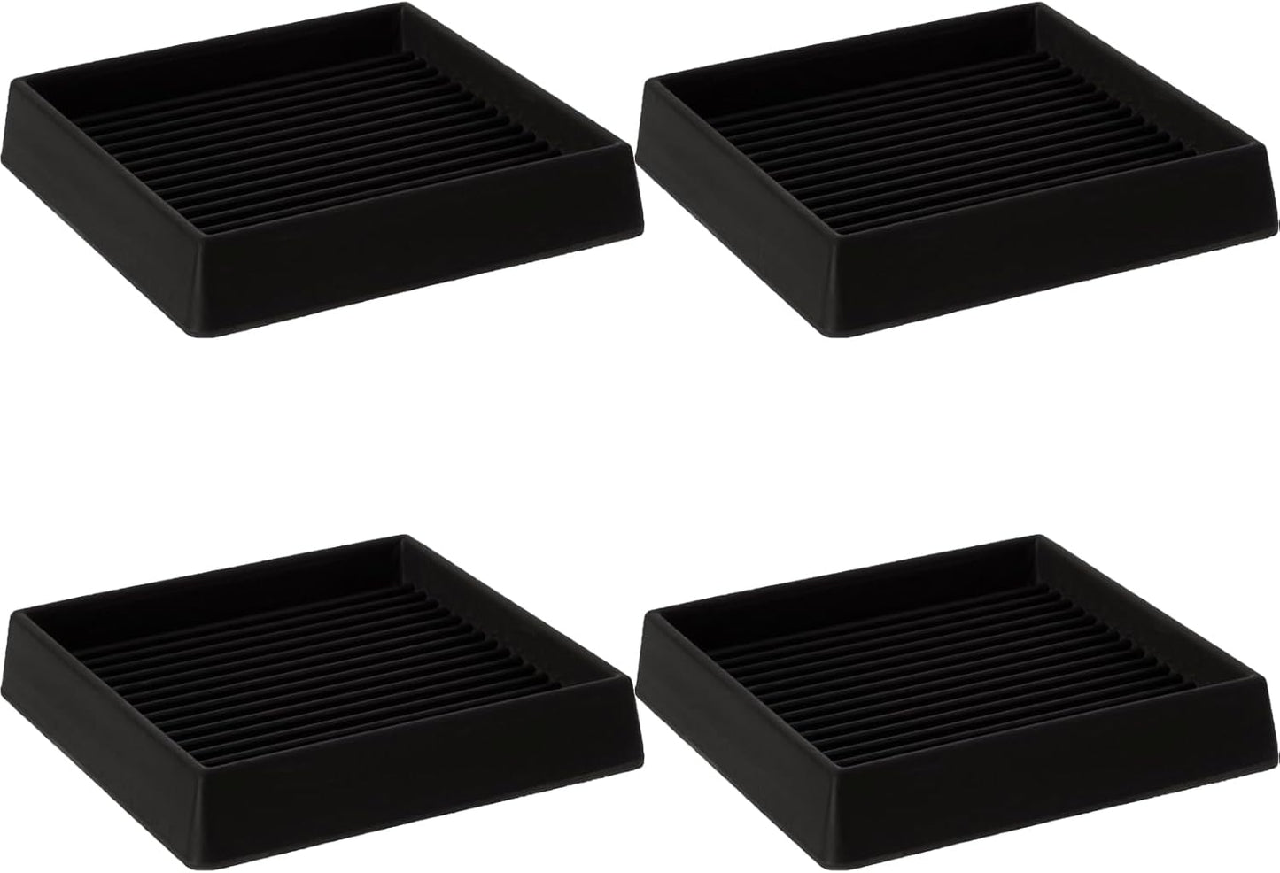 5X5 Rubber Caster Cups, Non Slip Furniture Pads, Anti-Slip Gripper, Anti Skid Furniture Feet, Anti Slide Floor Protector for Bed Couch Stoppers - 4 Pack Black