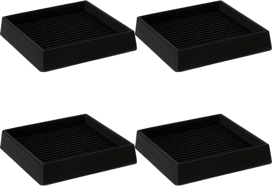 5X5 Rubber Caster Cups, Non Slip Furniture Pads, Anti-Slip Gripper, Anti Skid Furniture Feet, Anti Slide Floor Protector for Bed Couch Stoppers - 4 Pack Black