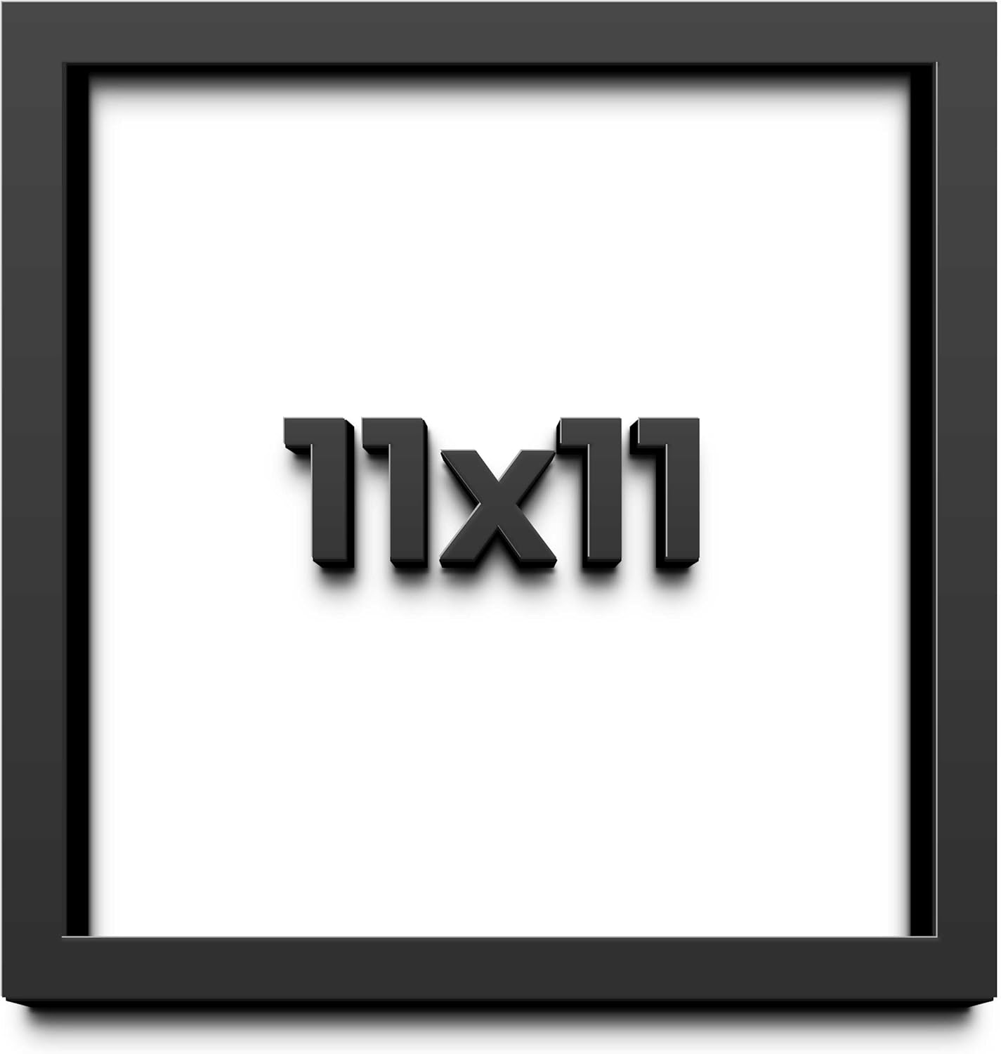 11x11 Shadow Box Black Solid Wood Display Frame with White Acid-Free Backing UV Acrylic & Hanging Hardware - with 3/4" Usable Depth