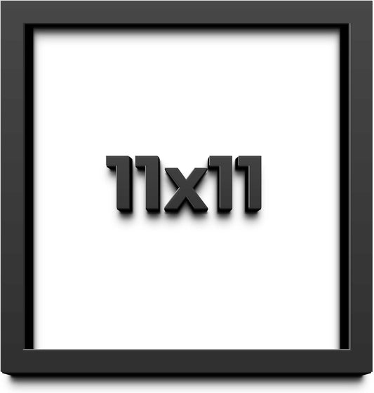 11x11 Shadow Box Black Solid Wood Display Frame with White Acid-Free Backing UV Acrylic & Hanging Hardware - with 3/4" Usable Depth