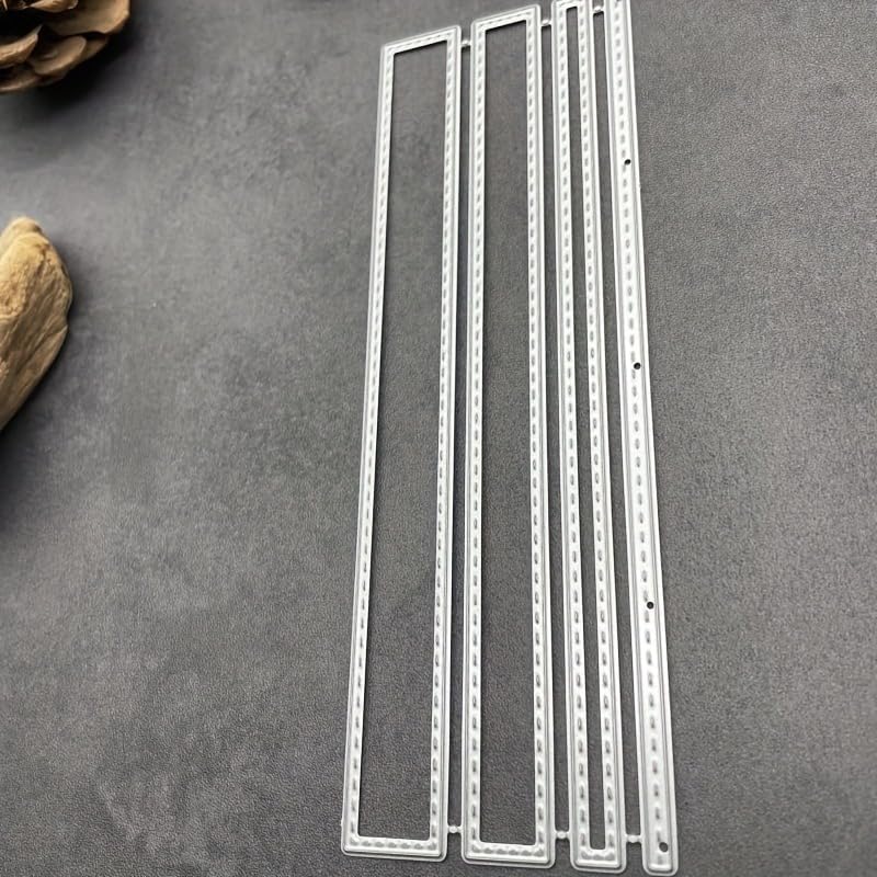 Lapoo Cutting Die for Scrapbooking, 3D Backgrounds Frame New Cutting Dies DIY Album Card Making Decor Paper Craft Metal Die Cuts Party Decorations (Dashed Rectangle Box 5.9 x 2 in)