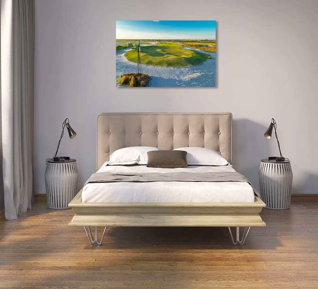 Streamsong Black Golf Course 9th Hole Wall Art for Living Room Bedroom Bathroom Home Decorations Golf Course Picture Poster Framed Artwork Canvas Prints Ready to Hang(12''H x 16''W)