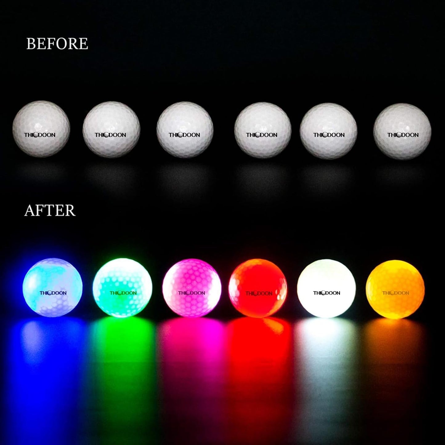 THIODOON Glow in The Dark Golf Balls Light up Night Led Golf Balls Gift Sets for Men Kids Women