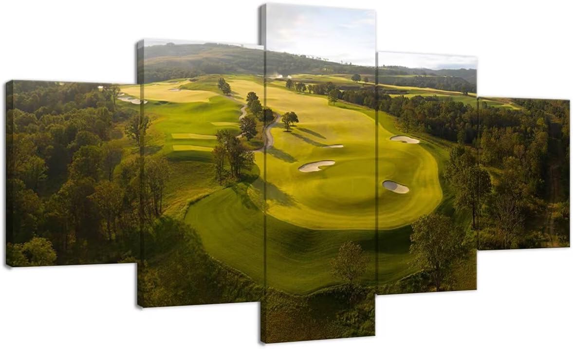 chenchenArt Payne's Valley Golf Course Wall Art Canvas Prints - Payne's Valley Golf Course Pictures Wall Decor for Living Room Bedroom Bathroom Home Decorations Framed Ready to Hang(60''W x 40''H)