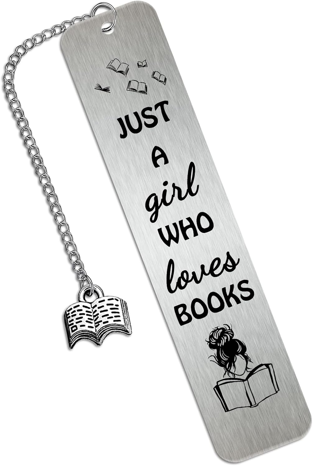 Funny Metal Bookmarks for Women Girls Just A Girl Who Loves Books Bookmark Stainless Steel Book Marks for Reading Kids Boys Teens Book Lover Christmas Gifts
