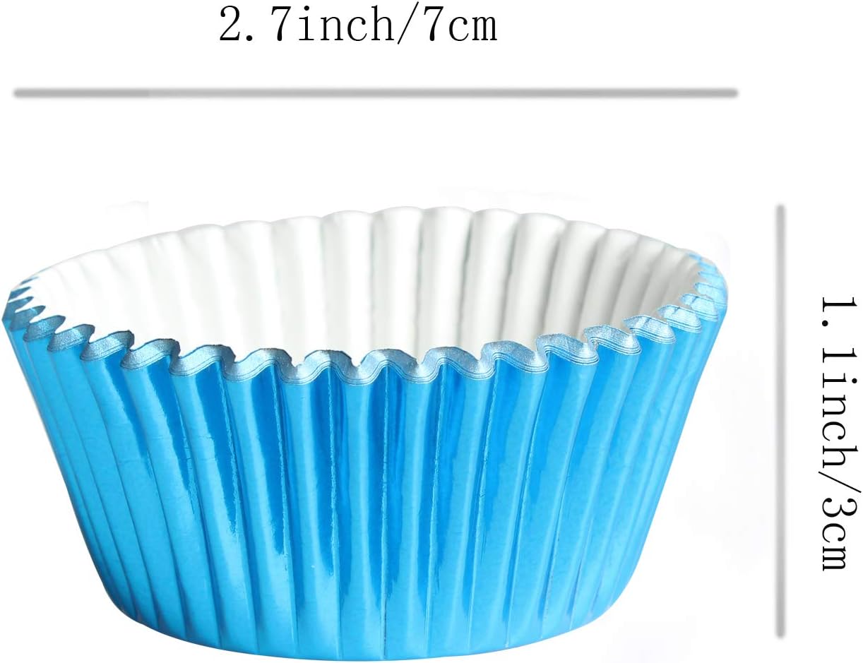 Blue-Foil Cupcake-Liners Paper-Baking-Cupcake,for different Parties, Weddings,Standard Sized(pack of 100） …