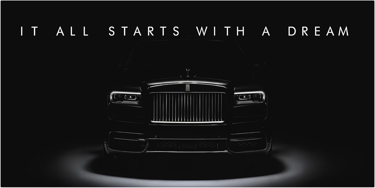 Motivational Wall Art for Office, Super Car Art Canvas, Inspirational Automotive Decor for Rolls-Royce Cullinan Black Badge Lovers, Motivational Wall Decor for Home, Car Poster (24" x 48" in)