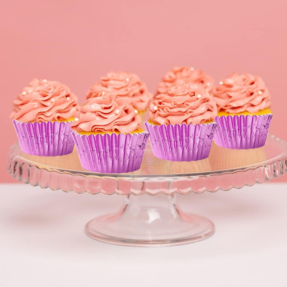 Pink Cupcake Liners for Baking,GOLF 500 Pack Standard Size Pink Foil Cupcake Liners Wrappers Metallic Baking Cups,Muffin Paper Cases
