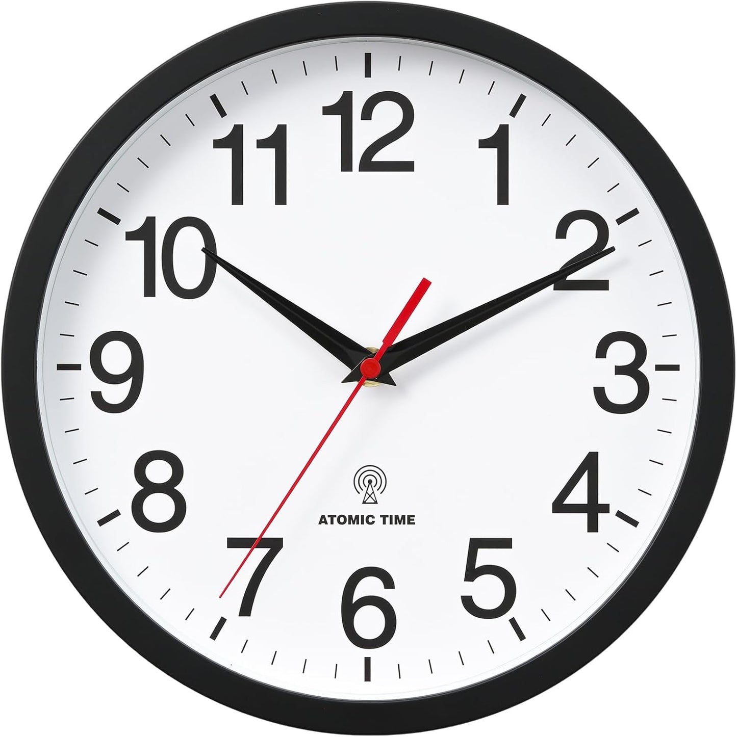 Atomic Wall Clock, Modern 14 Inch Battery Operated Wall Clocks, Analog Clock for Living Room, Office, Home, Bedroom, Kitchen, Bathroom(Black)