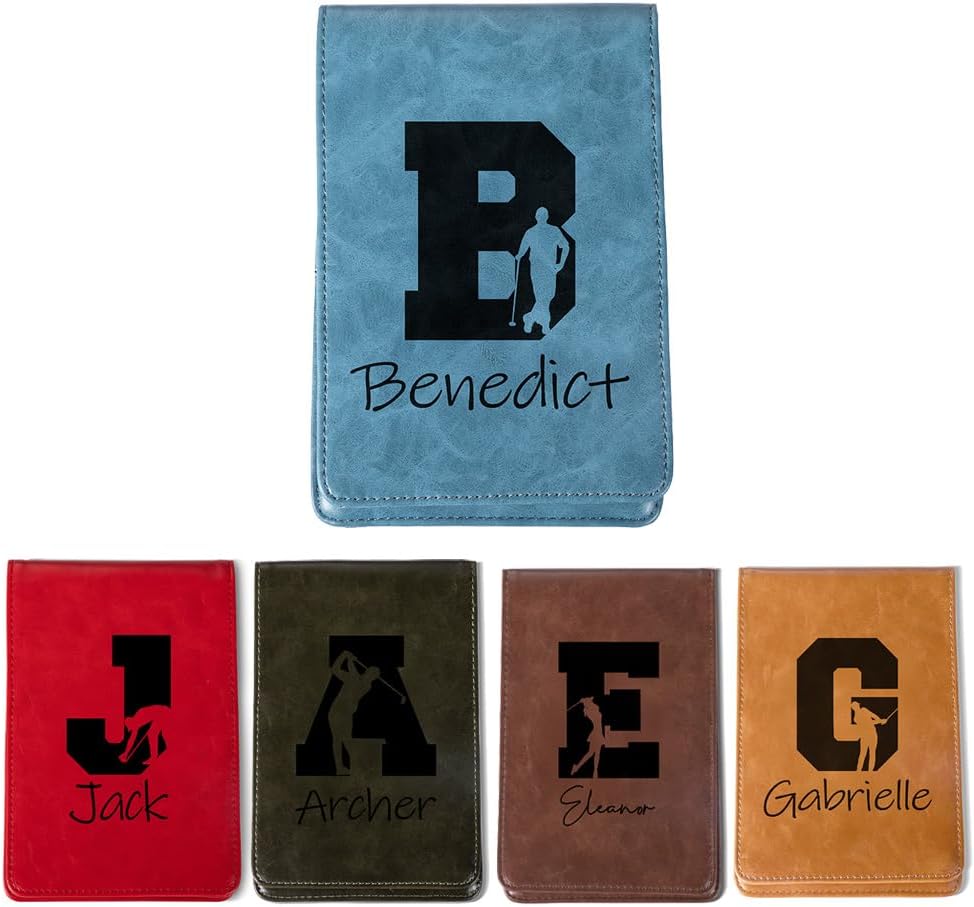 Personalized Leather Golf Scorecard Holder Customize Name Golf Yardage Book Cover Accessories Father Day Christmas Birthday Gifts for Men Women