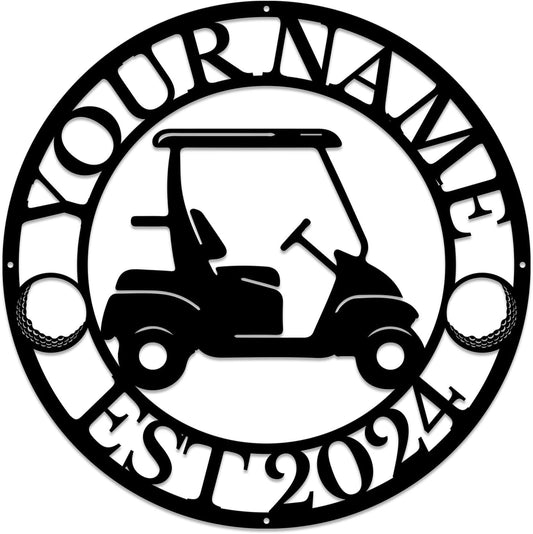 Golf Art Metal Signs,Custom Golf Metal Name Signs,Personalized Golf Signs,Black Golf Metal Wall Art Signs,Golfball Home Outdoor Metal Signs (Style I)