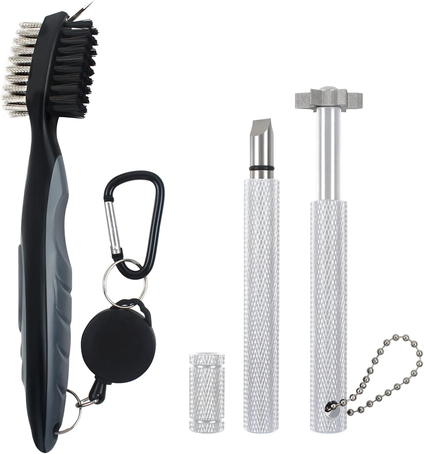 VIPMOON Golf Club Groove Sharpener Tool, Golf Brush and Groove Cleaner with Retractable Zip-line Aluminum Carabiner, Groove Sharpener Golf for Wedge & Irons, U & V-Grooves, Golf Accessories for Men