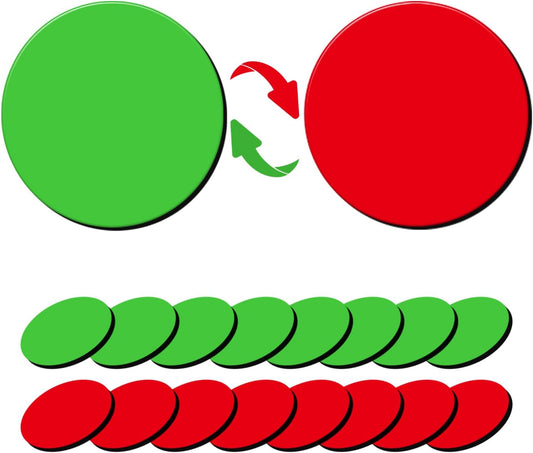 75 Pcs 1” Double-Sided Red Green Magnets, Flip Over Colored Magnetic Dots for Whiteboard, Refrigerator, Office (75, Red/Green-Colors)