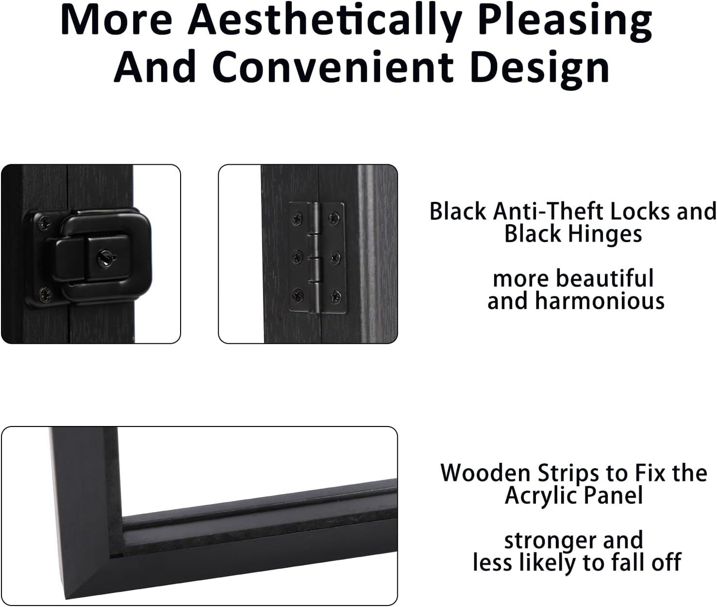 IHEIPYE Jersey Frame Display Case Black Lock-3 Pack,Large Shadow Box Lockable with 98% UV Protection Acrylic and Hanger for Baseball Basketball Football Soccer Hockey 2XL Sport Jersey Shirt