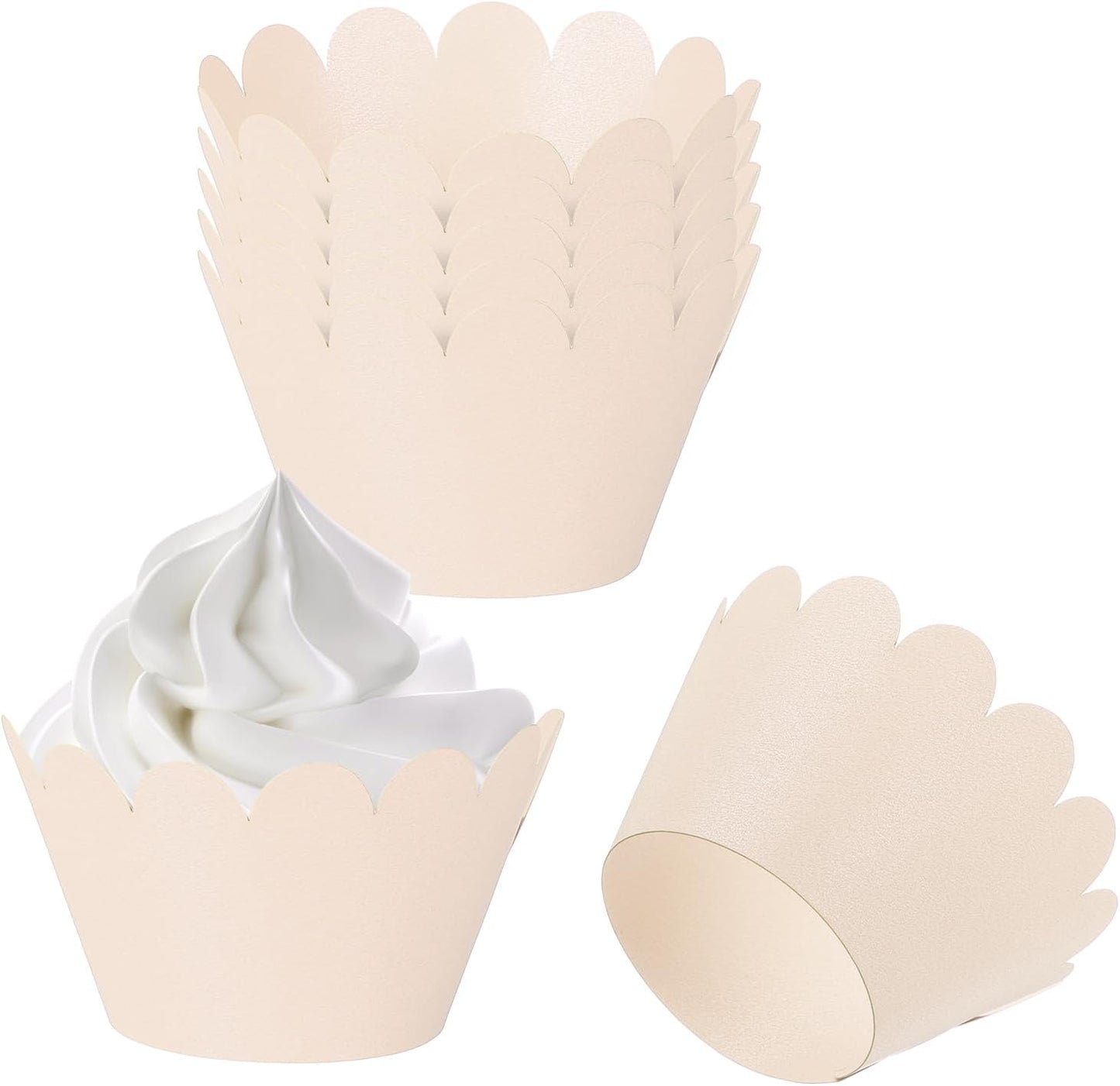 PATIKIL Cupcake Wrappers Paper, 50 Pack Baking Cups Standard Wave Decoration for Anniversary Birthday Weddings and Parties, Light Pink