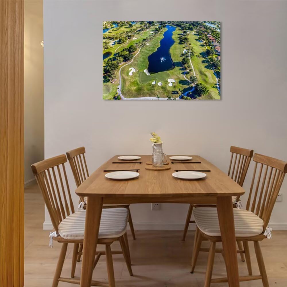 WESTON FL USA Golf Course Wall Art for Office Golf Course Picture Wall Decor for Living Room Bedroom Bathroom Home Decorations Canvas Prints Modern Artwork Framed Ready to Hang(12''H x 16''W)