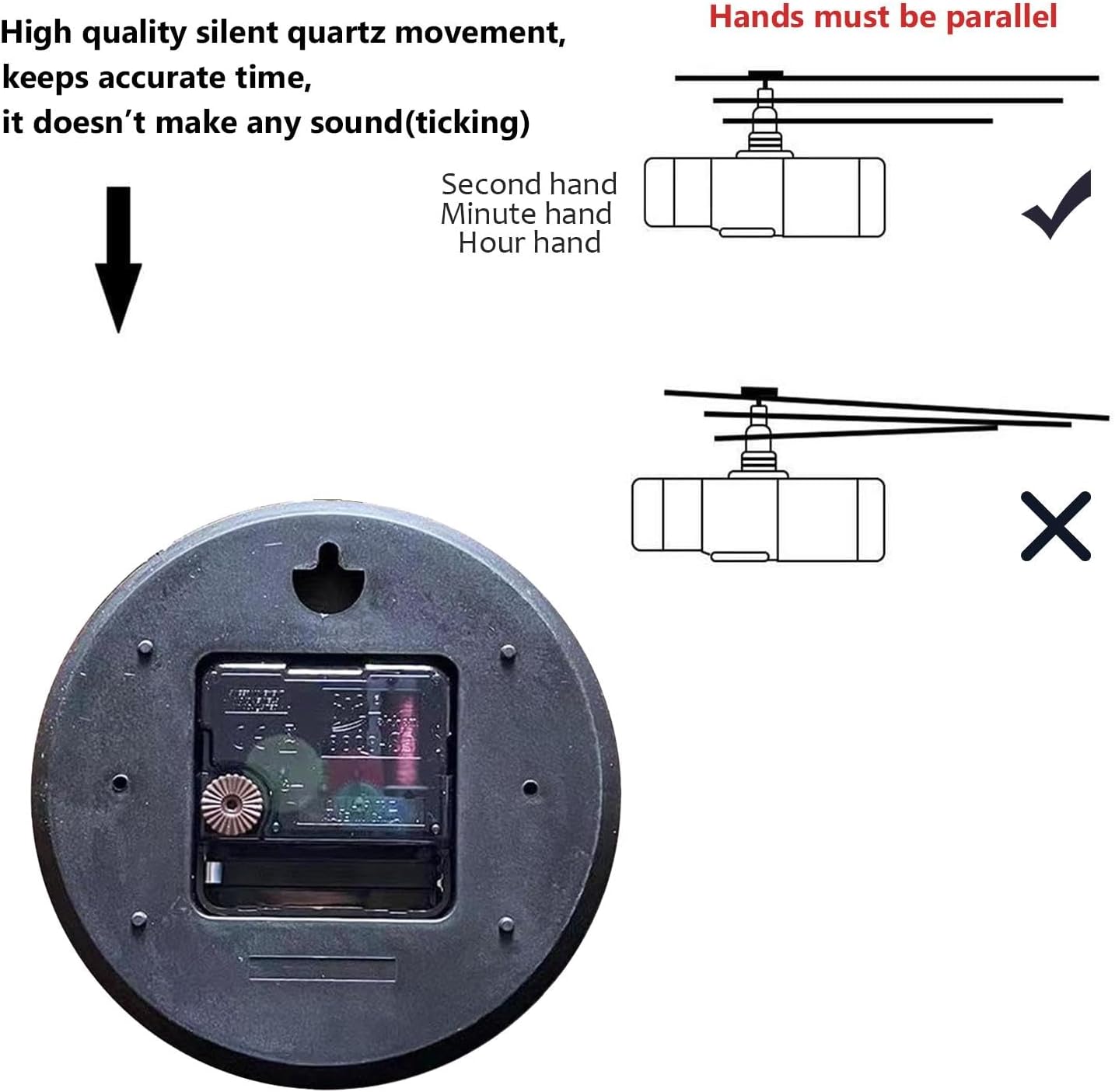 Guitar Wall Clock Non-Ticking Silent Clocks Battery Operated Analog Decor Clock for Home-Acoustic Guitar Leaning Against Old American Flag(14inch)