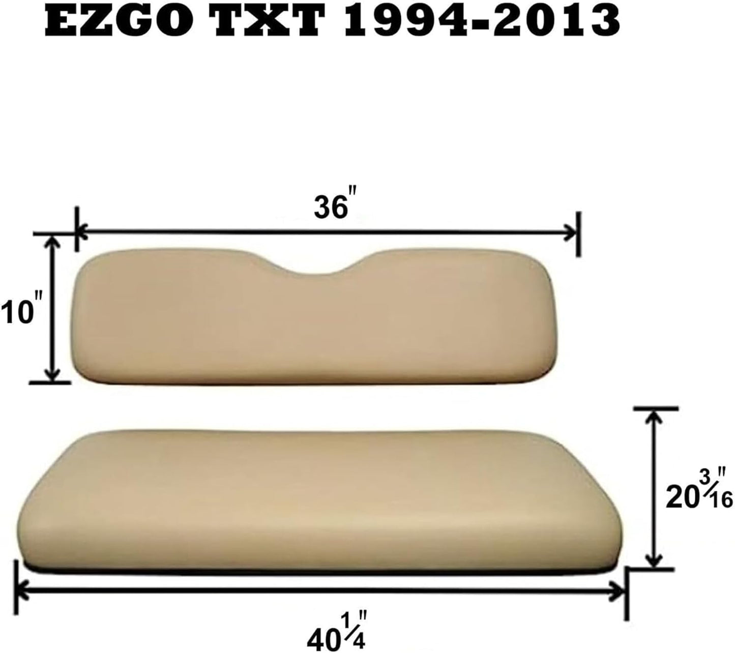 Huskey Parts Company Golf Cart Seat Cushion Set for Front Seat Lean Back & Bottom Charcoal Color for EZGO TXT 1994-2013, Golf Cart Front Seat Replacement with Mounting Hardware & hinges