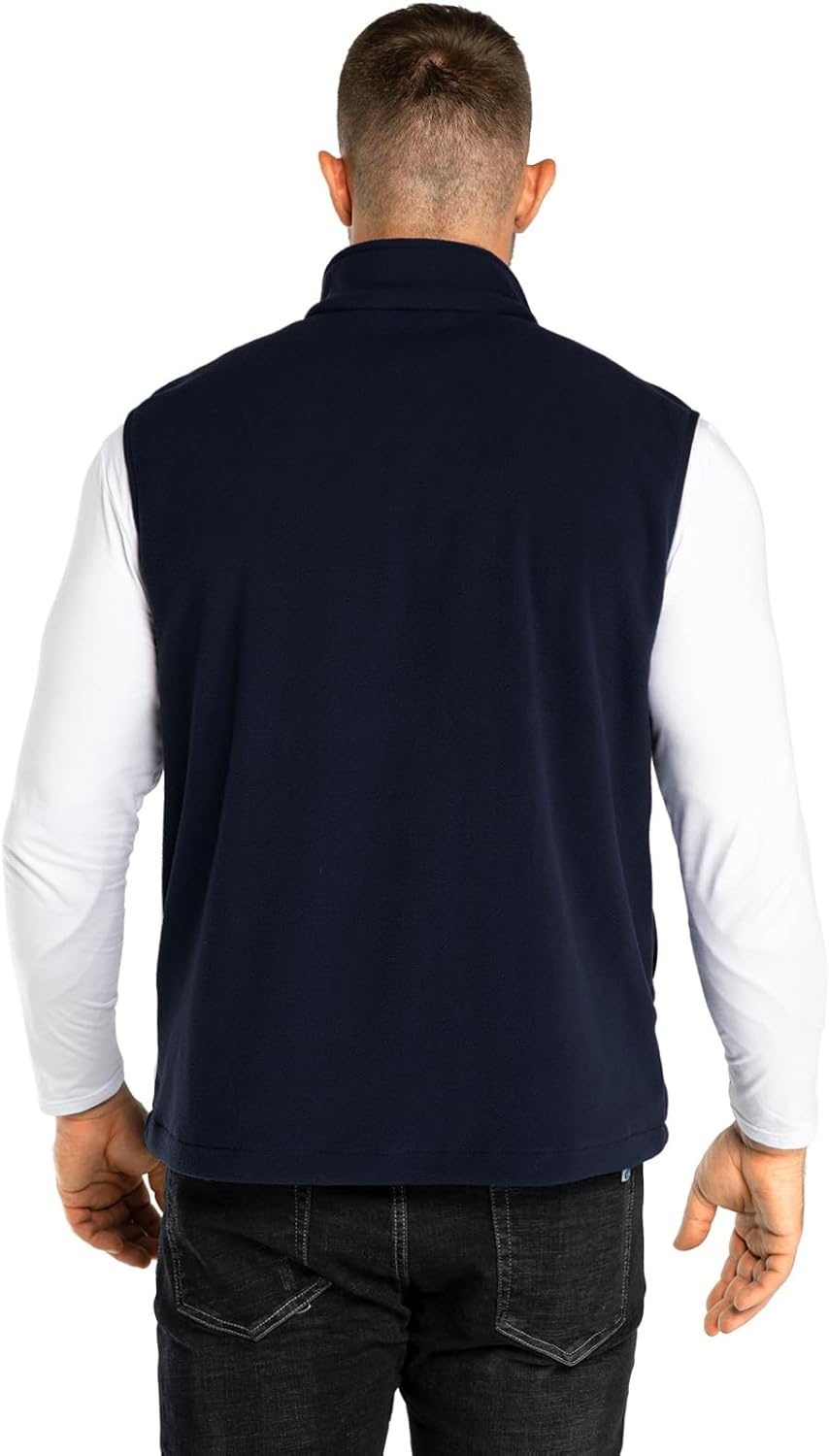 33,000ft Men's Fleece Vest, Lightweight Warm Zip Up Polar Vests Outerwear with Zipper Pockets, Sleeveless Jacket for Winter