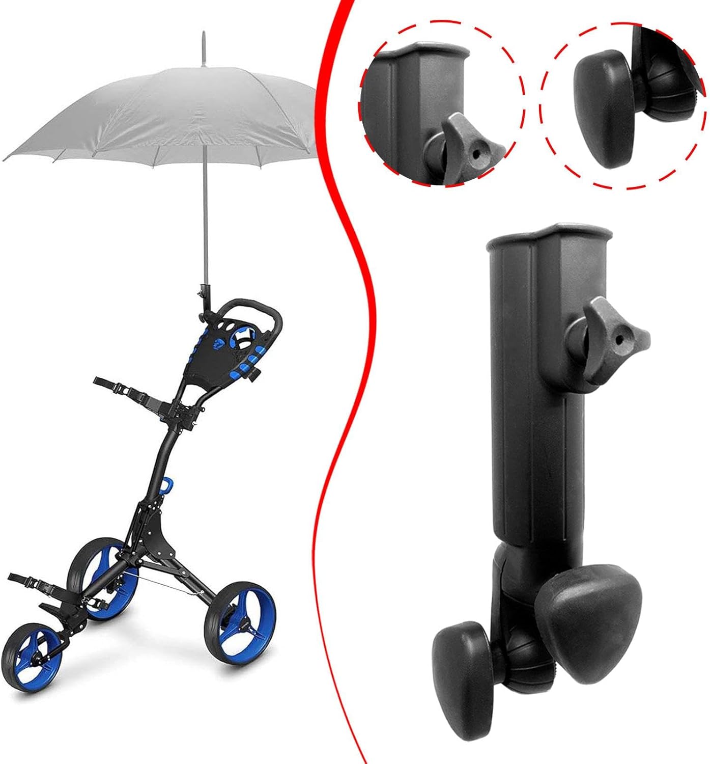 Golf Umbrella Holder, Clamp Trolley Attachment,Golf Equipment, Lightweight Mount Support Stand for Bike Trolley Push Cart