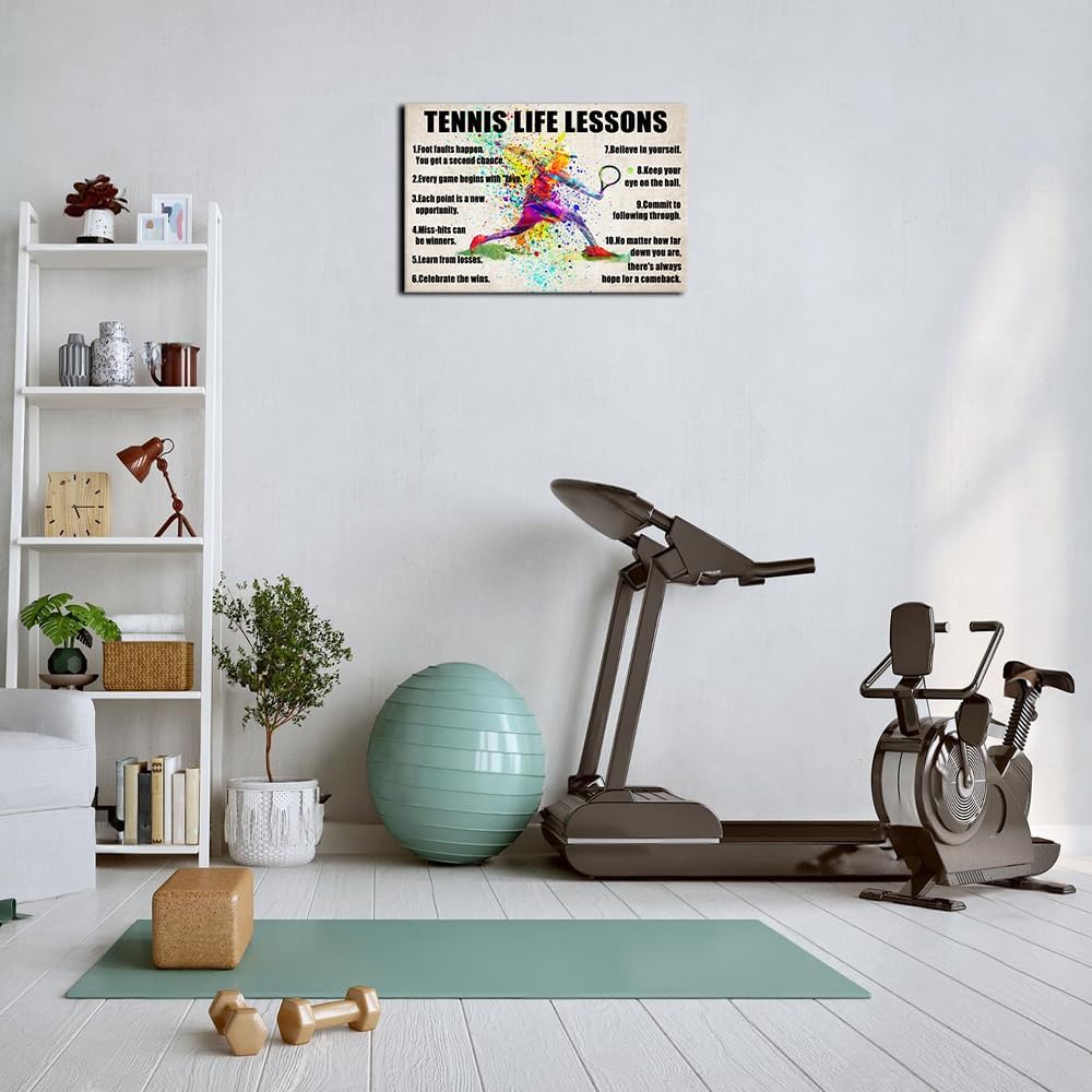 Strofupp Tennis Poster Inspirational Quotes Wall Decor Framed Pictures Prints Vintage Tennis Wall Art Sport Life Lessons Poster 08x12 inches